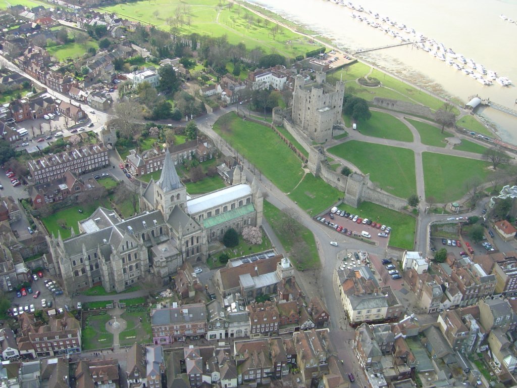 Rochester Castle and Cathedral from the air